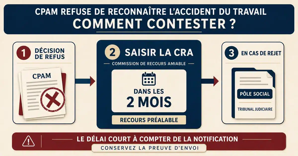 CPAM refuse de reconnaître l’accident du travail : comment contester