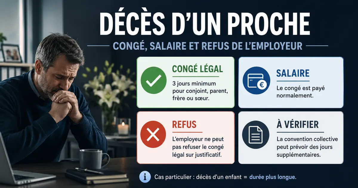Décès d’un proche : congé, salaire et refus de l’employeur