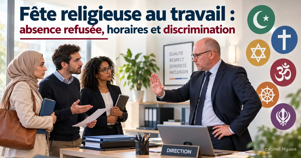 Fête religieuse au travail : absence refusée, horaires et discrimination