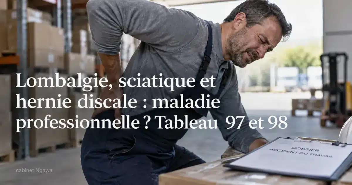 Lombalgie, sciatique et hernie discale : maladie professionnelle ? Tableau 97 et 98